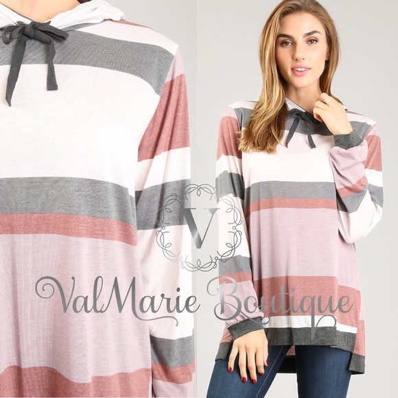 ❤️Color block striped hoodie top - Picture 5 of 5